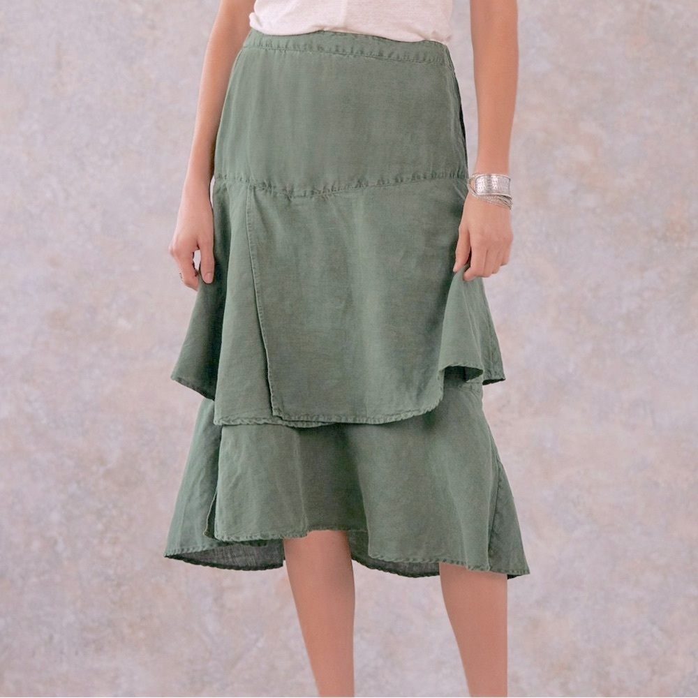Layered linen/cotton sage green shirt. New with tags from Sundance.